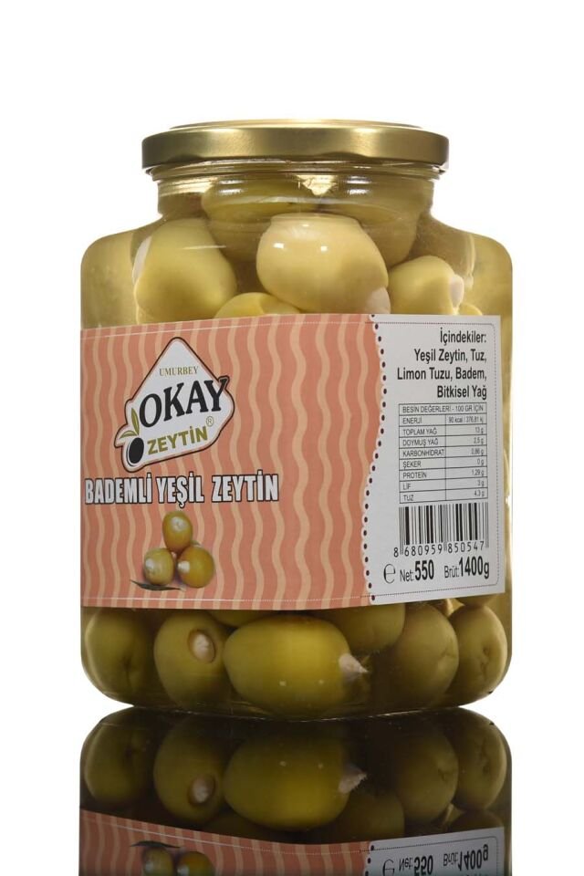 YEŞİL ZEYTİN BADEMLİ 550  g